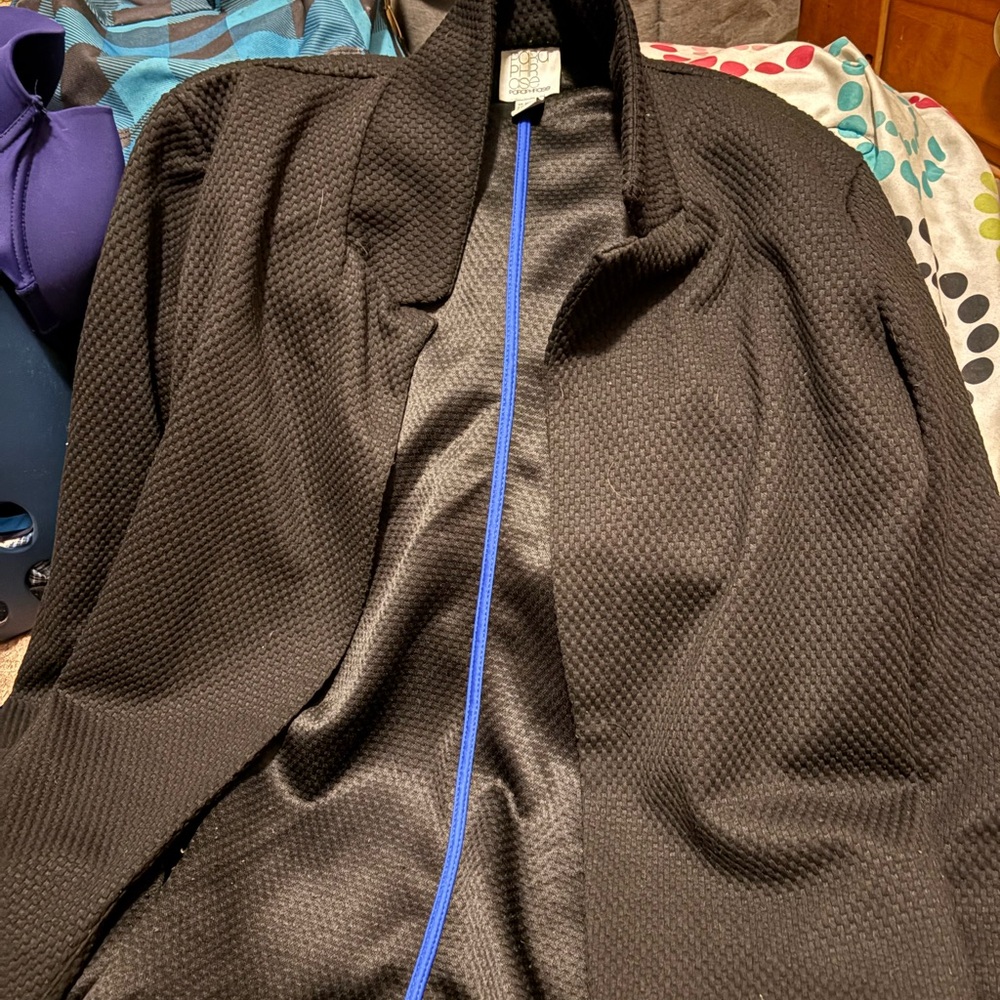 Paraphrase Textured Black Jacket with Blue Accent